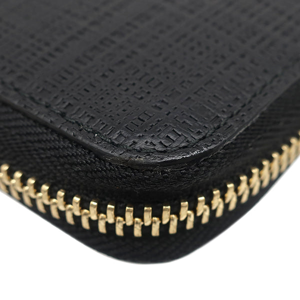 ロエベ LOEWE リネン ジップアラウンド ウォレット ブラック レザー 長