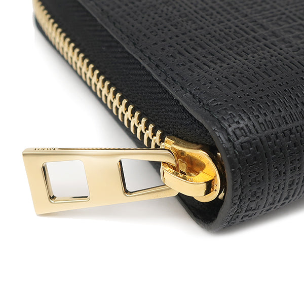 ロエベ LOEWE リネン ジップアラウンド ウォレット ブラック レザー 長