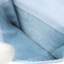 プラダ PRADA トライアングルロゴ ライトブルー レザー 二つ折り財布 シルバー金具 コンパクトウォレット 三角ロゴ