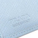 プラダ PRADA トライアングルロゴ ライトブルー レザー 二つ折り財布 シルバー金具 コンパクトウォレット 三角ロゴ