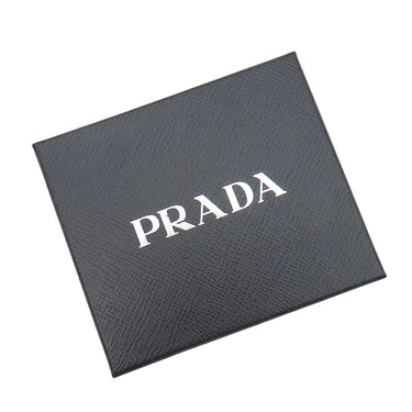 プラダ PRADA トライアングルロゴ ライトブルー レザー 二つ折り財布 シルバー金具 コンパクトウォレット 三角ロゴ