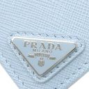 プラダ PRADA トライアングルロゴ ライトブルー レザー 二つ折り財布 シルバー金具 コンパクトウォレット 三角ロゴ