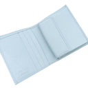 プラダ PRADA トライアングルロゴ ライトブルー レザー 二つ折り財布 シルバー金具 コンパクトウォレット 三角ロゴ