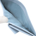 プラダ PRADA トライアングルロゴ ライトブルー レザー 二つ折り財布 シルバー金具 コンパクトウォレット 三角ロゴ