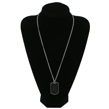 ルイヴィトン LOUIS VUITTON コリエプラーク M63640 モノグラムエクリプス メタル モノグラムエクリプス ネックレス シルバー金具 ペンダント