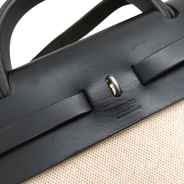 エルメス HERMES エールバッグPM 31 ナチュラル×ブラック トワルアッシュ トワルオフィシエ ヴァッシュハンター 2WAYバッグ シルバー金具 黒