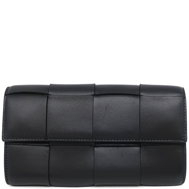 ボッテガヴェネタ BOTTEGA VENETA カセット フラップウォレット 667433VCQC48425 ブラック ラムスキン 長財布 マットゴールド金具 黒 マキシ イントレチャート