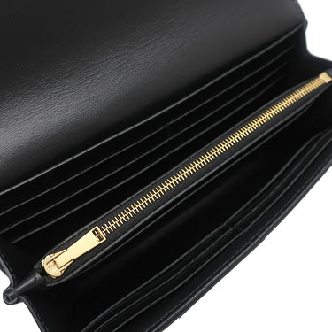 ボッテガヴェネタ BOTTEGA VENETA カセット フラップウォレット 667433VCQC48425 ブラック ラムスキン 長財布 マットゴールド金具 黒 マキシ イントレチャート