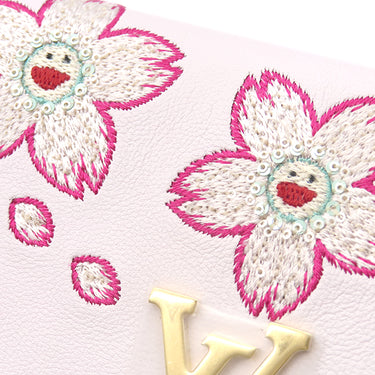 ルイヴィトン LOUIS VUITTON LV × TM ポルトフォイユ カプシーヌ コンパクト M13445 ピンク レザー スムースラムレザー 三つ折り財布 ゴールド金具 村上 隆 チェリーブロッサム