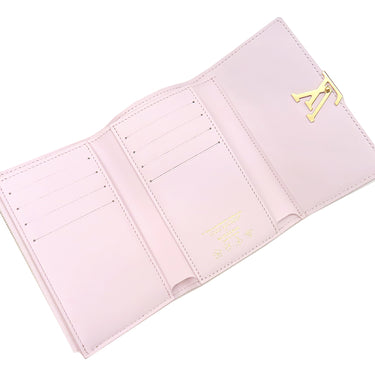 ルイヴィトン LOUIS VUITTON LV × TM ポルトフォイユ カプシーヌ コンパクト M13445 ピンク レザー スムースラムレザー 三つ折り財布 ゴールド金具 村上 隆 チェリーブロッサム