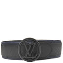 ルイヴィトン LOUIS VUITTON サンチュール LVサークル 90/36 M0114 ブラック×ネイビー キャンバス レザー #90 ベルト 黒 紺 モノグラムシャドウ