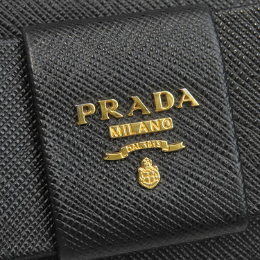 プラダ PRADA リボン フラップ ウォレット 1MH132 NERO レザー サフィアーノレザー 長財布 ゴールド金具 黒 SAFFIANO FIOCCO