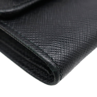 プラダ PRADA サフィアーノ フィオッコ コンパクト ウォレット NERO レザー 三つ折り財布 ゴールド金具 黒 メタルロゴ リボンモチーフ SAFFIANO FIOCCO