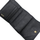 プラダ PRADA サフィアーノ フィオッコ コンパクト ウォレット NERO レザー 三つ折り財布 ゴールド金具 黒 メタルロゴ リボンモチーフ SAFFIANO FIOCCO