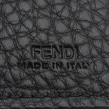 フェンディ FENDI ロゴ カードホルダー 7M0310 ブラック レザー カードケース シルバー金具 黒 FF フラグメントケース コインケース