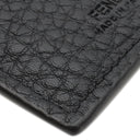 フェンディ FENDI ロゴ カードホルダー 7M0310 ブラック レザー カードケース シルバー金具 黒 FF フラグメントケース コインケース