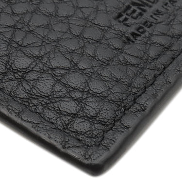 フェンディ FENDI ロゴ カードホルダー 7M0310 ブラック レザー カードケース シルバー金具 黒 FF フラグメントケース コインケース