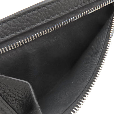 フェンディ FENDI ロゴ カードホルダー 7M0310 ブラック レザー カードケース シルバー金具 黒 FF フラグメントケース コインケース