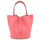 エルメス HERMES ピコタンロックMM タッチ ローズアザレ トリヨンクレマンス アリゲーター ハンドバッグ ゴールド金具 クロコ