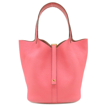 エルメス HERMES ピコタンロックMM タッチ ローズアザレ トリヨンクレマンス アリゲーター ハンドバッグ ゴールド金具 クロコ