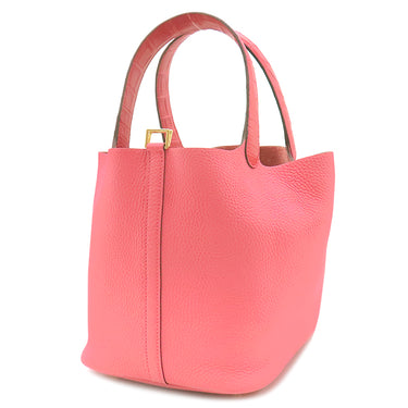 エルメス HERMES ピコタンロックMM タッチ ローズアザレ トリヨンクレマンス アリゲーター ハンドバッグ ゴールド金具 クロコ