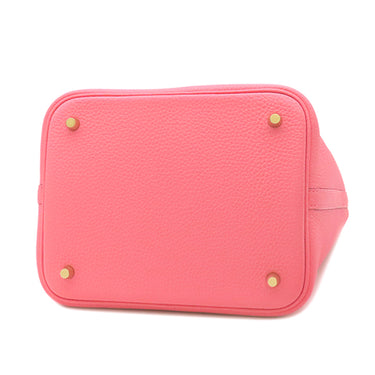 エルメス HERMES ピコタンロックMM タッチ ローズアザレ トリヨンクレマンス アリゲーター ハンドバッグ ゴールド金具 クロコ