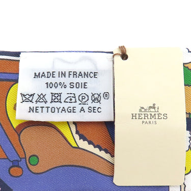 エルメス HERMES ツイリー ブルー×グリーン×ピンク×マルチカラー シルク スカーフ 【PONY PIT STOP/ポニー ピット ストップ】