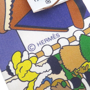 エルメス HERMES ツイリー ブルー×グリーン×ピンク×マルチカラー シルク スカーフ 【PONY PIT STOP/ポニー ピット ストップ】