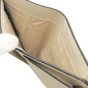 クロエ Chloe アルファベット コンパクトウォレット ベージュ×アイボリー レザー 三つ折り財布 ゴールド金具 バイカラー チャームなし