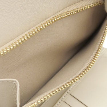 クロエ Chloe アルファベット コンパクトウォレット ベージュ×アイボリー レザー 三つ折り財布 ゴールド金具 バイカラー チャームなし