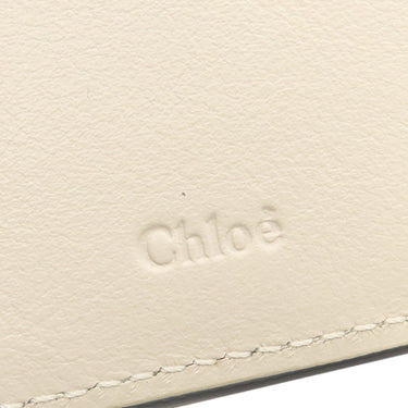 クロエ Chloe アルファベット コンパクトウォレット ベージュ×アイボリー レザー 三つ折り財布 ゴールド金具 バイカラー チャームなし