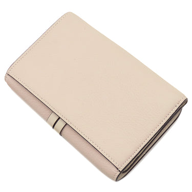 クロエ Chloe アルファベット コンパクトウォレット ベージュ×アイボリー レザー 三つ折り財布 ゴールド金具 バイカラー チャームなし