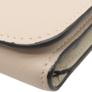 クロエ Chloe アルファベット コンパクトウォレット ベージュ×アイボリー レザー 三つ折り財布 ゴールド金具 バイカラー チャームなし