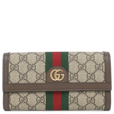 グッチ GUCCI オフィディア GG コンチネンタルウォレット 523153 ベージュ×エボニー GGスプリームキャンバス 長財布 ゴールド金具 茶 シェリーライン