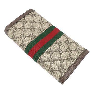 グッチ GUCCI オフィディア GG コンチネンタルウォレット 523153 ベージュ×エボニー GGスプリームキャンバス 長財布 ゴールド金具 茶 シェリーライン