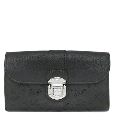 ルイヴィトン LOUIS VUITTON ポルトフォイユ イリス M58136 ノワール モノグラムマヒナ 長財布 シルバー金具 黒