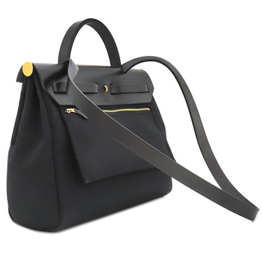 エルメス HERMES エールバッグジップ PM 31 ルトゥルネ ブラック トワルミリタリー ヴァッシュハンター ショルダーバッグ ゴールド金具 黒
