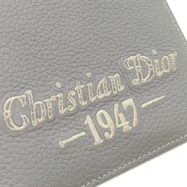 クリスチャン・ディオール Christian Dior CD 1947 ウォレット グレー グレインカーフレザー 二つ折り財布 ロゴ