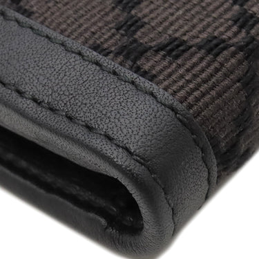 グッチ GUCCI ディアマンテ ファブリック 272602 ブラック×ブラウン レザー ウール 長財布 ゴールド金具 黒 茶 ダイヤ柄