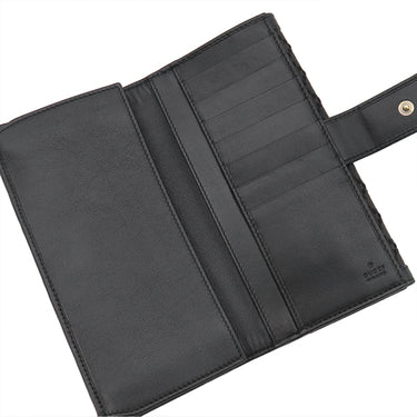 グッチ GUCCI ディアマンテ ファブリック 272602 ブラック×ブラウン レザー ウール 長財布 ゴールド金具 黒 茶 ダイヤ柄