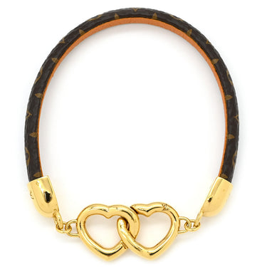 ルイヴィトン LOUIS VUITTON ブレスレット セイ イエス M6758F モノグラム モノグラムキャンバス ブレスレット ゴールド金具 茶 オープンハートフック