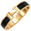 エルメス HERMES クリックH PM ブラック×ゴールド GP エナメル ブレスレット Hブレス