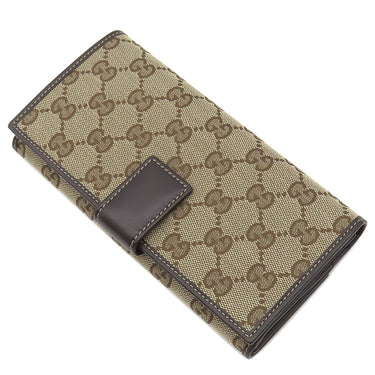 グッチ GUCCI ラブリーハート 245723 ベージュ×エボニー GGキャンバス 長財布 ゴールド金具 茶 ハートモチーフ