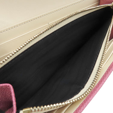 ブルガリ BVLGARI ブルガリブルガリ ピンク グレインレザー 長財布 シルバー金具 バイカラー 二つ折り