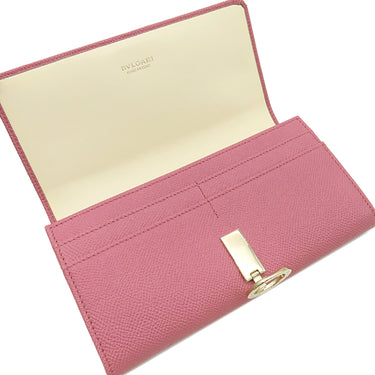 ブルガリ BVLGARI ブルガリブルガリ ピンク グレインレザー 長財布 シルバー金具 バイカラー 二つ折り
