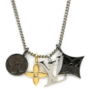 ルイヴィトン LOUIS VUITTON ペンダント LV インスティンクト M00521 シルバー×ゴールド×メタル GP ネックレス モノグラム フラワー LVイニシャル