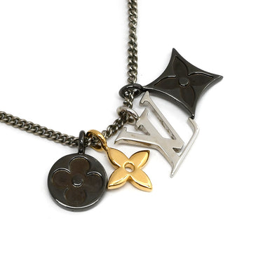 ルイヴィトン LOUIS VUITTON ペンダント LV インスティンクト M00521 シルバー×ゴールド×メタル GP ネックレス モノグラム フラワー LVイニシャル