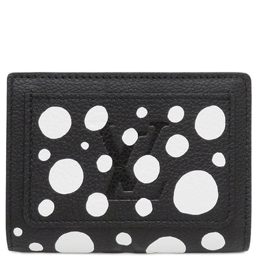 ルイヴィトン LOUIS VUITTON ポルトフォイユ クレア M81907 ノワール×ブロン モノグラムアンプラント 二つ折り財布 シルバー金具 黒 白 LV × YK 草間彌生 インフィニティ ドット