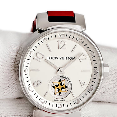 腕時計 ルイヴィトン LOUIS VUITTON タンブール ムーンスター PM Q8J10 クオーツ レディース スモールセコンド バー アラビア