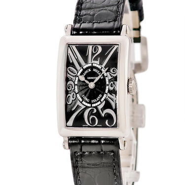 腕時計 フランクミュラー FRANCK MULLER ロングアイランド 902QZ クオーツ レディース K18WG無垢 ブラック 黒 ギョウシェ 角型